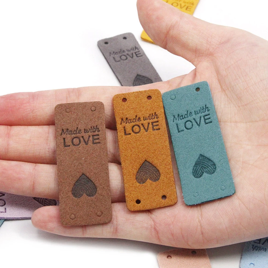 Rectangle Handmade with Love Leather Label Tags Set of 5