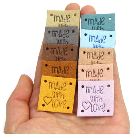 Square Handmade with Love Leather Label Tags Set of 5